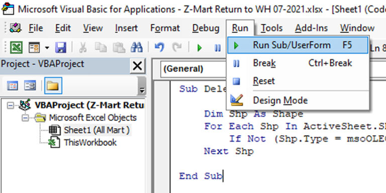 Vba excel shapes методы